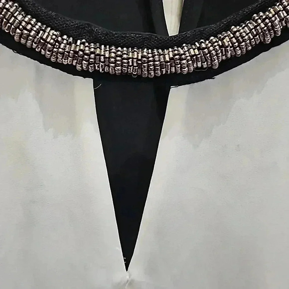 Lane Bryant Black White Beaded Metallic Blouse Plus Sz 14/16 - Picture 5 of 8